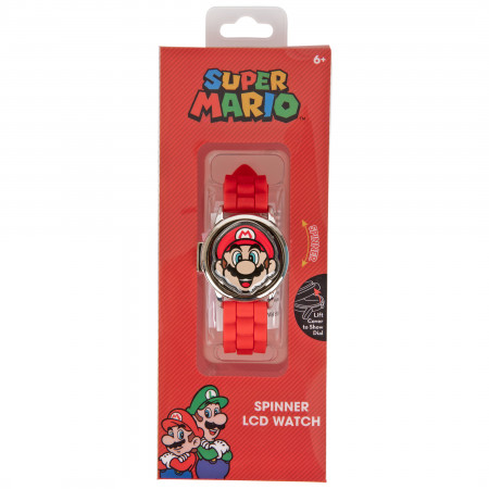 Super Mario Spinning Watch Face Cap LCD Watch with Silicone Straps